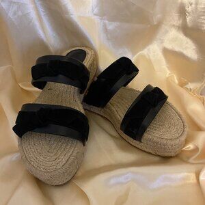 Alexandre Birman Clarita Black Leather Espadrille Sandals